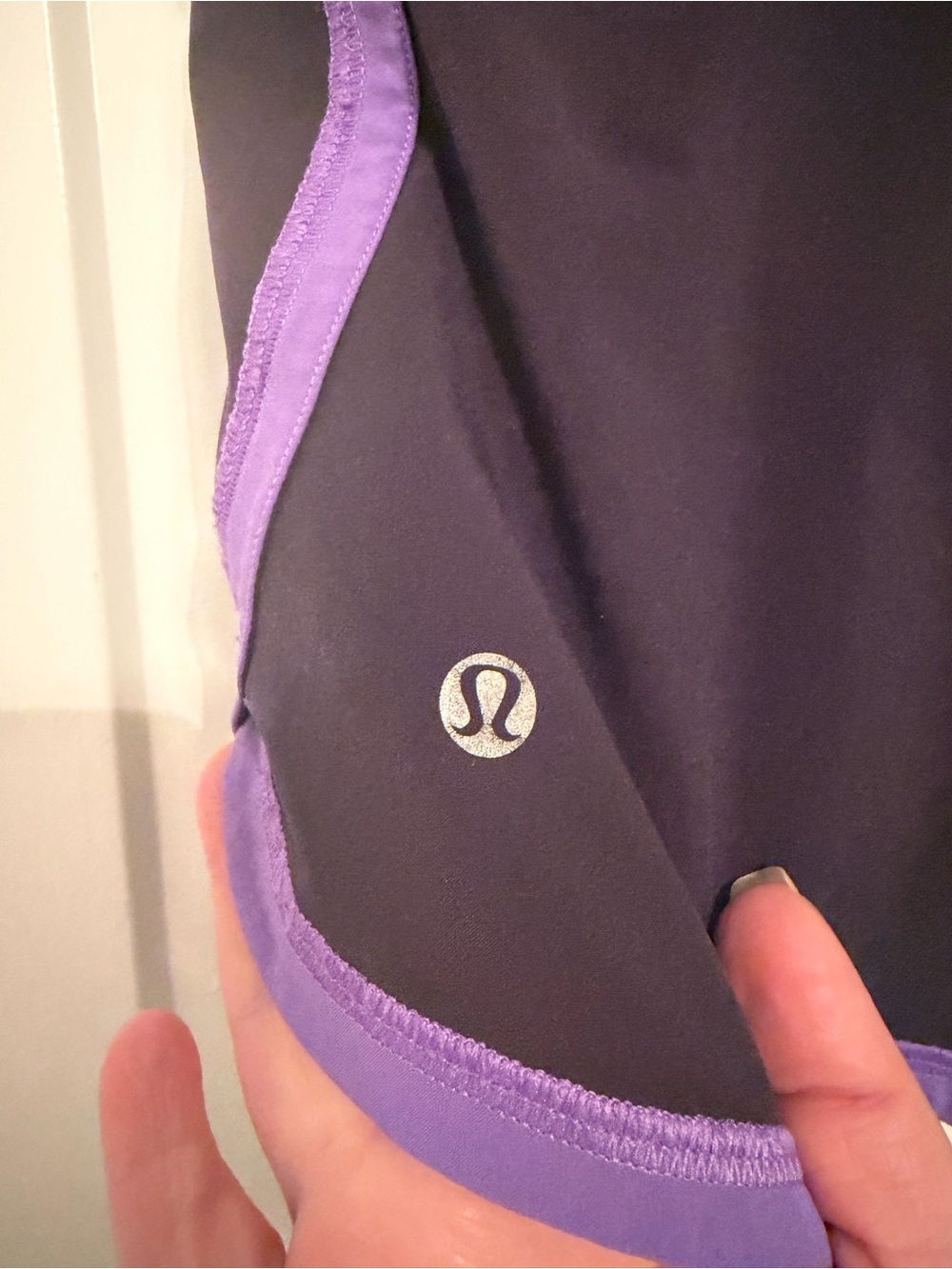 lululemon athletica Black and Purple Floral Waistband Athletic Shorts - Picture 3 of 8